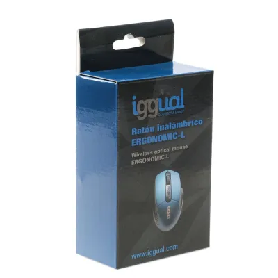 Iggual Ratón inalámbrico Ergonómico 1600 DPI, 4 botones, azul
