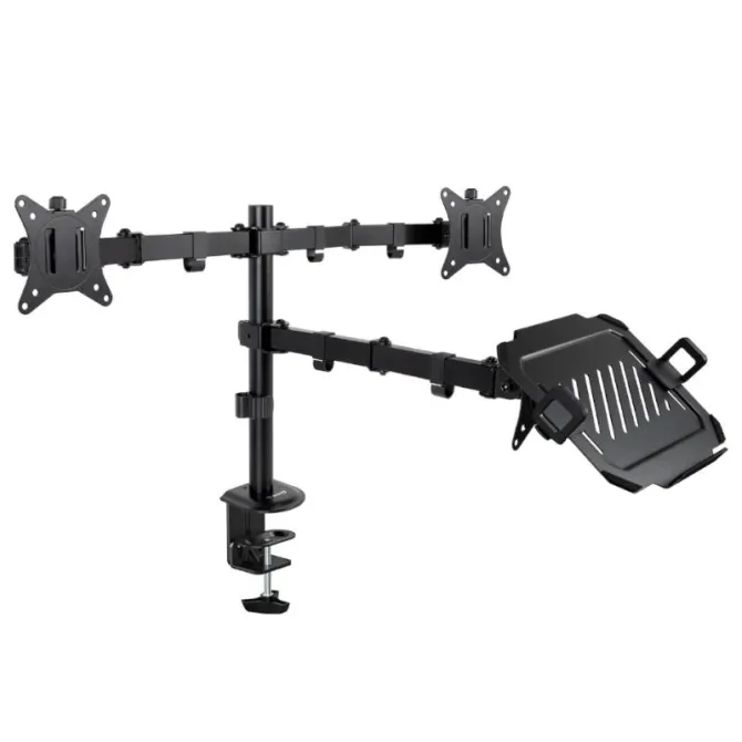 TooQ Soporte de Mesa para 2 Pantallas 17-32" y Bandeja para