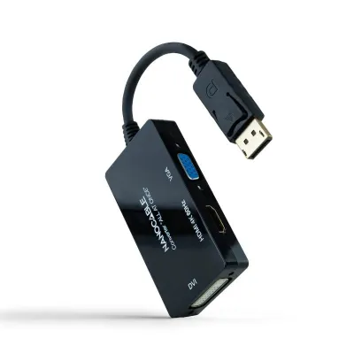 Nanocable Conversor DisplayPort a HDMI/DVI/VGA 20cm Negro Nanocable Conversor DisplayPort a HDMI/DVI/VGA 20cm Negro