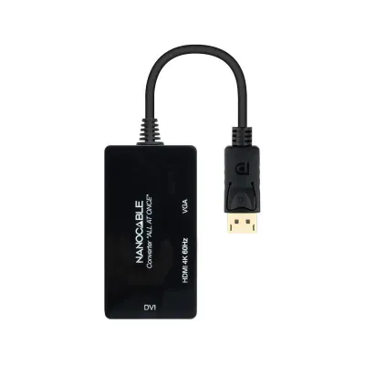 Nanocable Conversor DisplayPort a HDMI/DVI/VGA 20cm Negro Nanocable Conversor DisplayPort a HDMI/DVI/VGA 20cm Negro