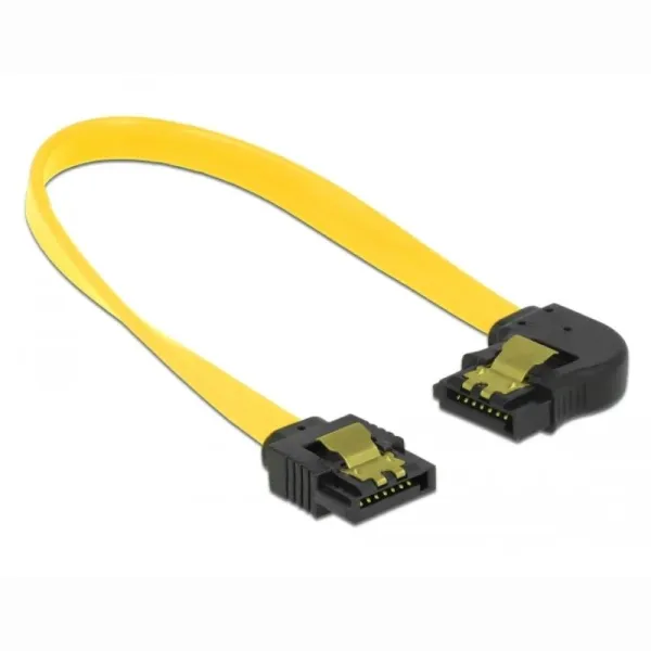 Delock Cable SATA 6Gb/s Amarillo recto a ángulo izquierdo de 20cm
