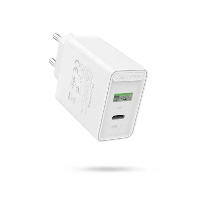 Cargador de Pared Vention FBBW0-EU/ 1xUSB Tipo-C/ 1x USB/ 20W