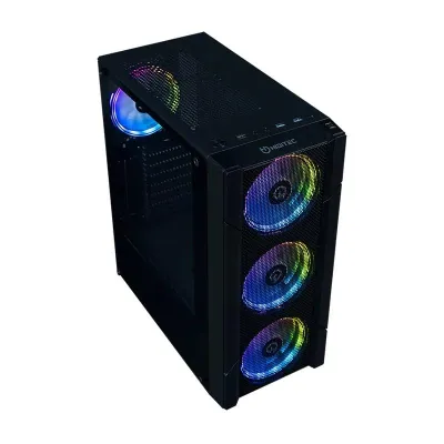 Hiditec V30M ARGB Negra 4 Vent HEXAGONAL Frontal+lateral Cristal