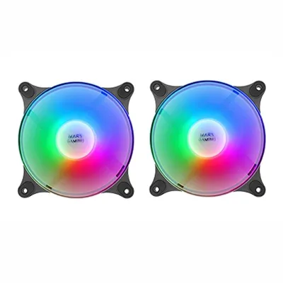 Mars Gaming MFDUO Kit 2 Ventiladores FRGB Rainbow 120mm Negros
