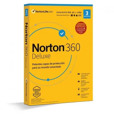 Norton 360 Deluxe 2024 | 3 Dispositivos + 25GB Nube PC/Mac | 1