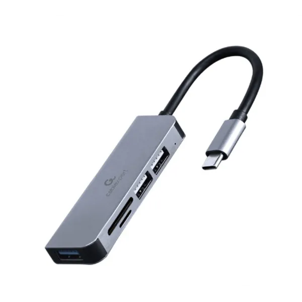 Gembird UHB-CM-CRU3P1U2P2-01 base para portátil y replicador de puertos Alámbrico USB 3.2 Gen 1 (3.1 Gen 1) Type-A Plata