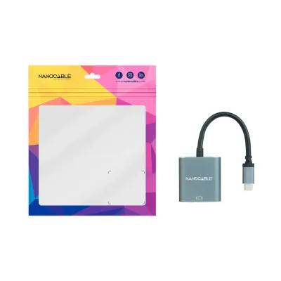 Nanocable Adaptador USB-C 3.1 a VGA Macho/Hembra 10cm Gris Nanocable Adaptador USB-C 3.1 a VGA Macho/Hembra 10cm Gris