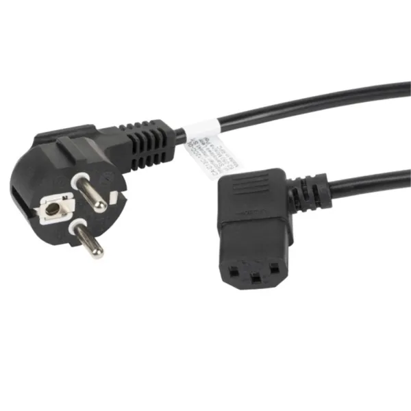 Lanberg Cable de Extensión Acodado CEE 7/7 a IEC 320 C13 Macho/Hembra 1.8m VDE Negro 