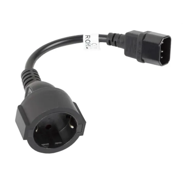 Lanberg Cable de Extensión IEC 320 C14 a Schuko Hembra/Hembra 20cm Negro 