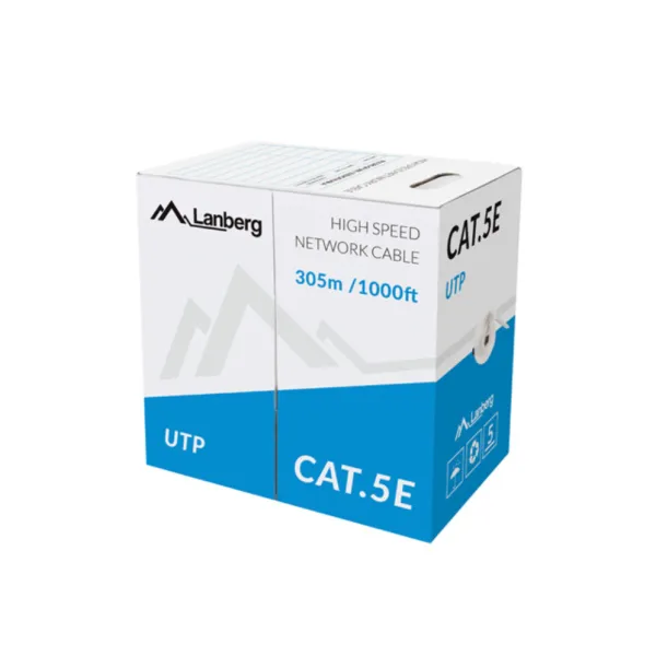 Lanberg Bobina Cable de Red RJ45 Cat5e UTP Rígido CCA Trenzado 305m Gris