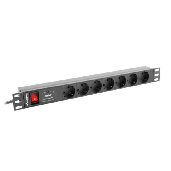 Lanberg PDU-07F-0200-BK unidad de distribución de energía (PDU) 7 salidas AC 1U Negro