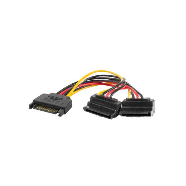 Lanberg CA-SASA-10CU-0015 cable de SATA 0,15 m SATA de 15 pines 2 x SATA de 15 pines Negro, Rojo, Amarillo