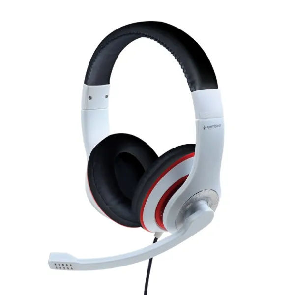 Gembird MHS-03-WTRDBK Auriculares con Micrófono Blanco/Rojo 