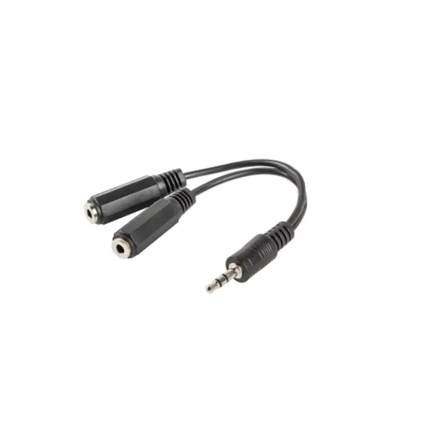 Lanberg Adaptador Jack 3.5mm a 2xJack 3.5mm Macho/Hembra 10cm Negro