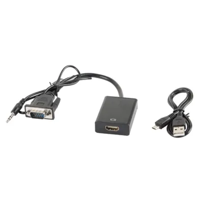 Lanberg Adaptador VGA + Jack 3.5mm a HDMI Macho/Hembra Negro Lanberg Adaptador VGA + Jack 3.5mm a HDMI Macho/Hembra Negro