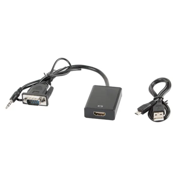 Lanberg Adaptador VGA + Jack 3.5mm a HDMI Macho/Hembra Negro