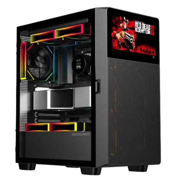 Torre PC Nox Hummer BIOS Semi Torre ATX con Pantalla LCD Cristal Templado USB-C Negra