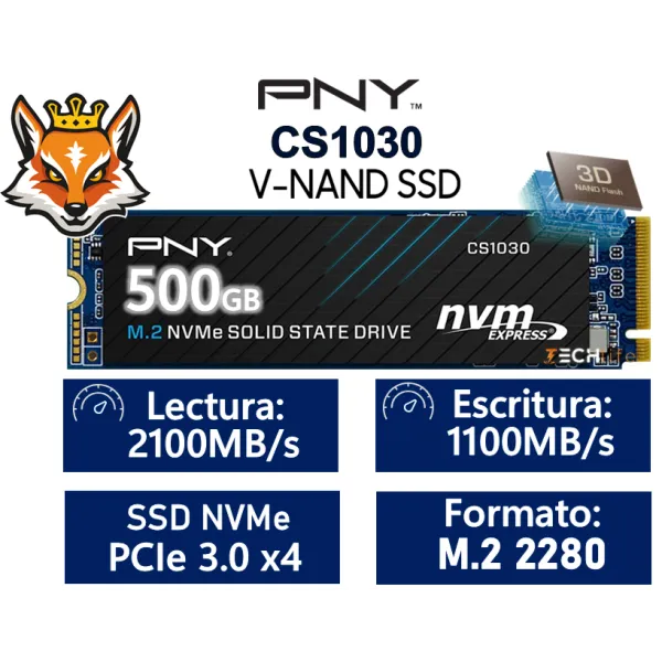 PNY CS1030 500GB SSD M.2 PCIe NVMe 3D NAND