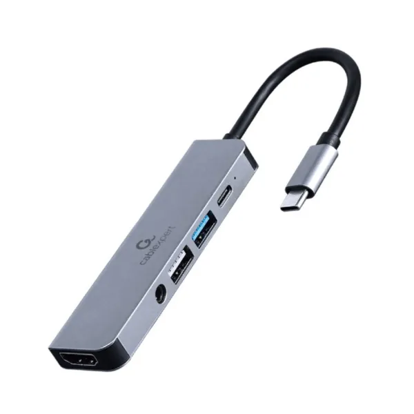 Gembird A-CM-COMBO5-02 base para portátil y replicador de puertos Alámbrico USB 3.2 Gen 1 (3.1 Gen 1) Type-C Plata