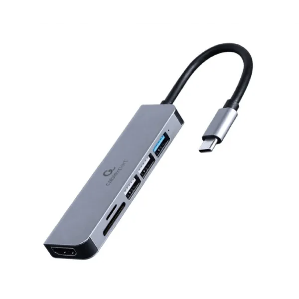 Gembird A-CM-COMBO6-02 base para portátil y replicador de puertos Alámbrico USB 3.2 Gen 1 (3.1 Gen 1) Type-C Gris