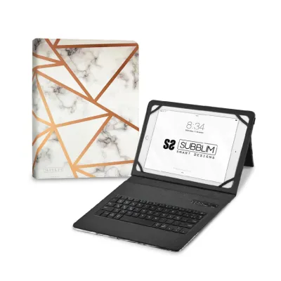 Subblim Keytab Pro Funda con Teclado Bluetooth Mármol Blanco