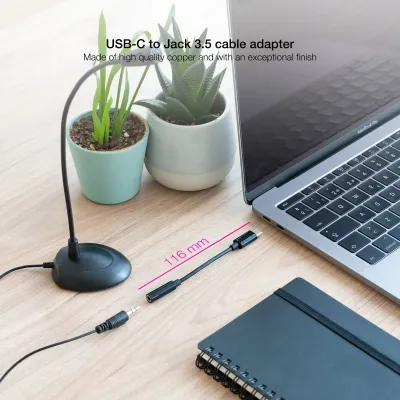 Nanocable Adaptador de Audio USB-C a Jack 3.5 Macho/Hembra 11cm Nanocable Adaptador de Audio USB-C a Jack 3.5 Macho/Hembra 11cm