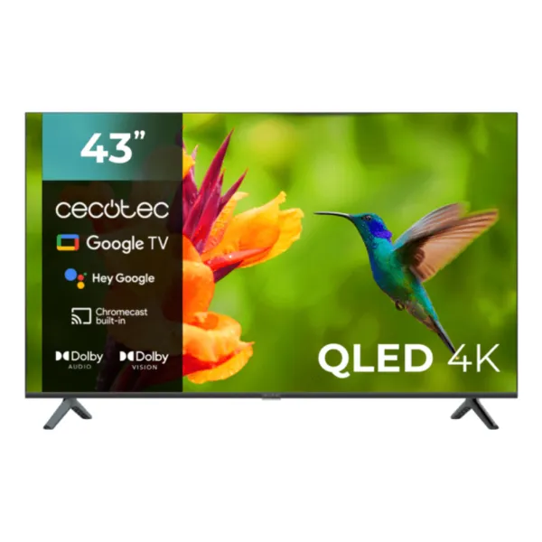 Cecotec TV QLED 43" 4K V4 Series VQU40043 HDR10 Google TV,VRR,WiFi,Asistente Voz Google