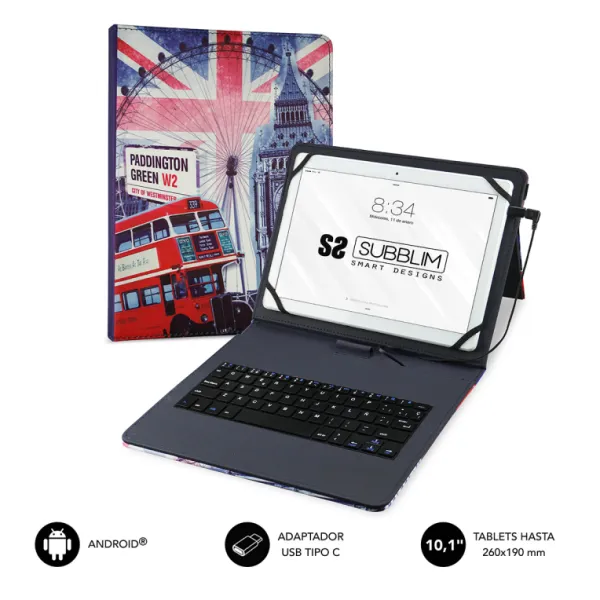 Subblim Keytab England USB Funda para Tablet 10.1"