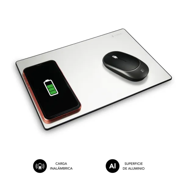Subblim Wireless Charger Aluminum Alfombrilla con Carga Inalámbrica 10W Plata 