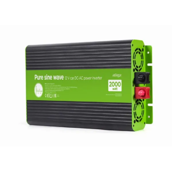 EnerGenie EG-PWC-PS2000-01 adaptador e inversor de corriente Auto 2000 W Negro, Verde