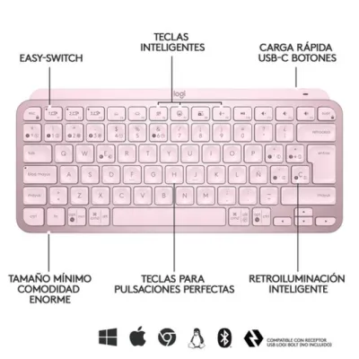 Teclado Logitech Bluetooth Mx Keys Mini Iluminado Compacto Teclado Logitech Bluetooth Mx Keys Mini Iluminado Compacto