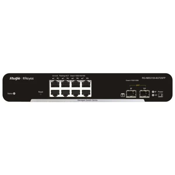 Ruijie Networks RG-NBS3100-8GT2SFP Switch 10 Puertos Gestionado L2 Gigabit Ethernet Negro