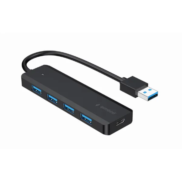 Gembird UHB-U3P4P-02 hub de interfaz USB 3.2 Gen 1 (3.1 Gen 1) Type-A 5000 Mbit/s Negro