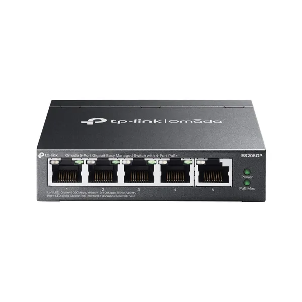 TP-Link Omada ES205G Gestionado Gigabit Ethernet (10/100/1000) Energía sobre Ethernet (PoE) Negro