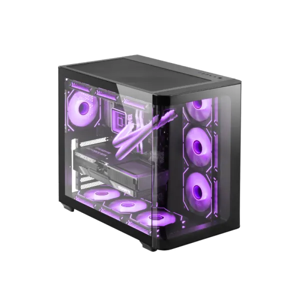 Torre PC Mars Gaming MC-FUSION Gaming ATX Cristal Templado Continuo Curvo Doble Cámara Negro