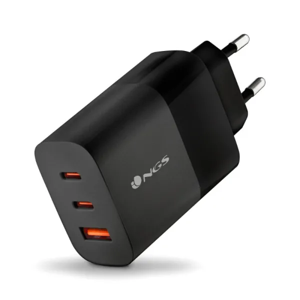 Cargador De Pared Ngs Ultrarrapido De 65w Con 3 Puertos: 2 Usb-c + 1 Usb-a