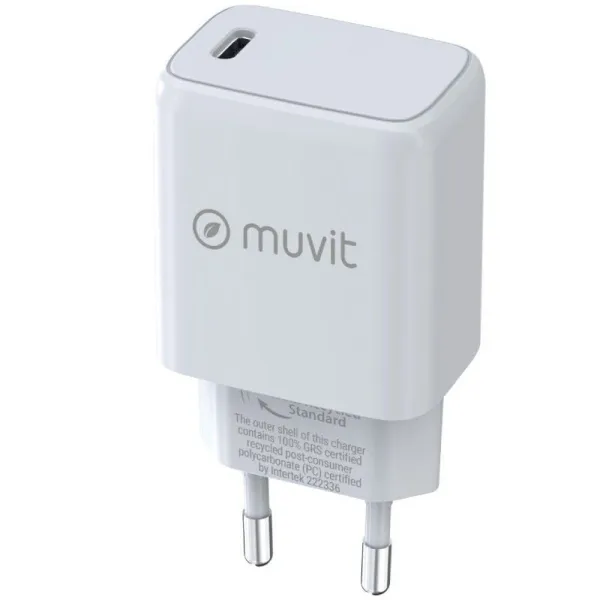Muvit for Change Cargador Tipo-C PD 30W Blanco 