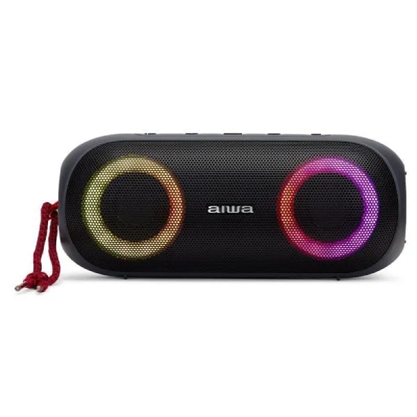 Aiwa BST-650 Altavoz Portátil Negro/Rojo 20W Bluetooth,Luces RGB,MicroSD,AUX/IPX6/Manos libres microfono