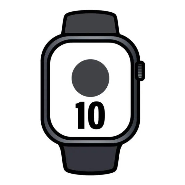Apple Watch Series 10 GPS 42mm Caja Aluminio Negro Azabache con Correa Deportiva Negra S M