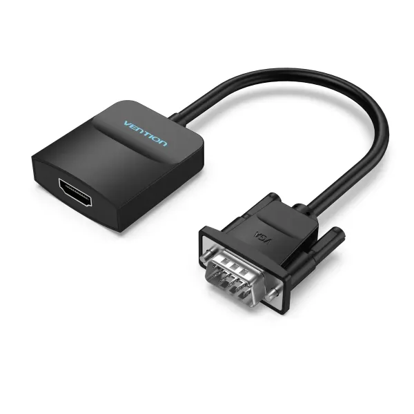 Vention ACNBB Cable Conversor VGA Macho a HDMI Hembra con Audio 1080p 60Hz 15cm Negro 