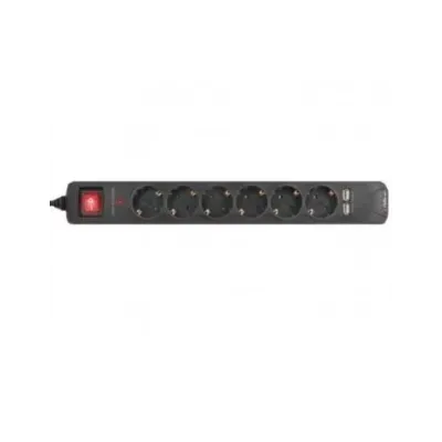 Regleta De Proteccion Riello Thunder 6 Shukos + 2 Usb Con Regleta De Proteccion Riello Thunder 6 Shukos + 2 Usb Con