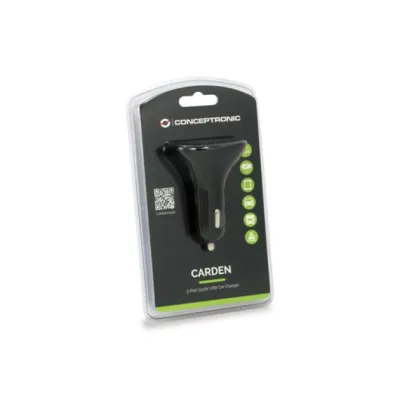 Conceptronic Cargador de Coche 3xUSB 2.4A Negro
