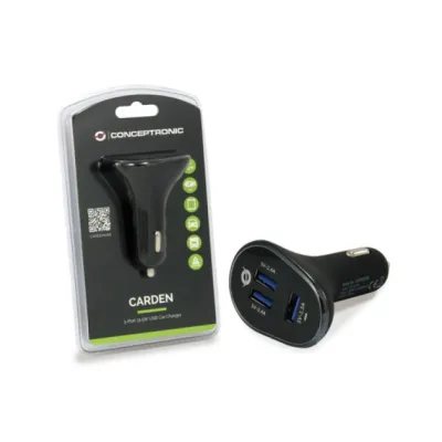 Conceptronic Cargador de Coche 3xUSB 2.4A Negro