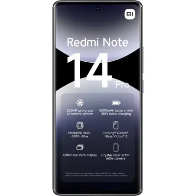 Xiaomi Redmi Note 14 Pro 4G Negro Medianoche 256GB 8GB 6.67"