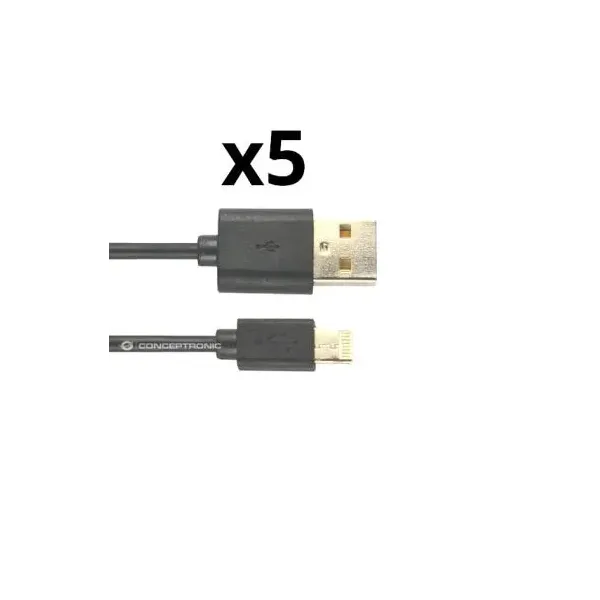 Kit 5 Unidades Cable Lighting Nortess Iphone 5 6/7/8/ X Ipad 1 Metro Color Negro