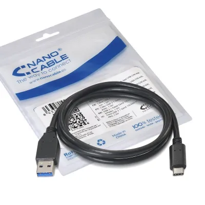 Nanocable Cable USB 3.1 Tipo C a USB Tipo A Macho/Macho 1m Negro