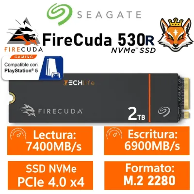 Seagate FireCuda 530R SSD 2TB con disipador a 7400MB/s PCIe 4.0