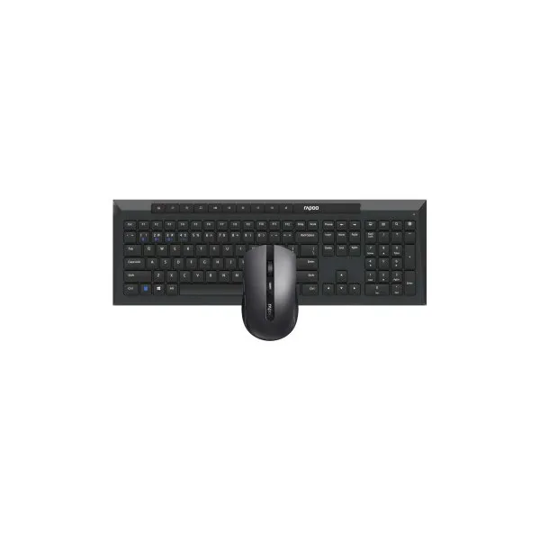 Pack Teclado Y Mouse Rapoo Wireless Y Bluetooth 9010m 2,4ghz Bt 4.0 Bt 5.0 1600dpi Ajustable Color Negro Multi Mode