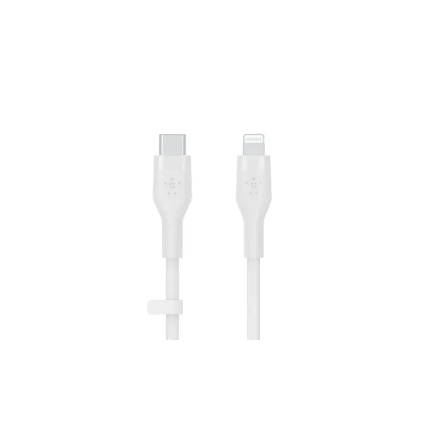 Cable Belkin Caa009bt2mwh Usb-c A Lightning Silicona Clip 2m Blanco