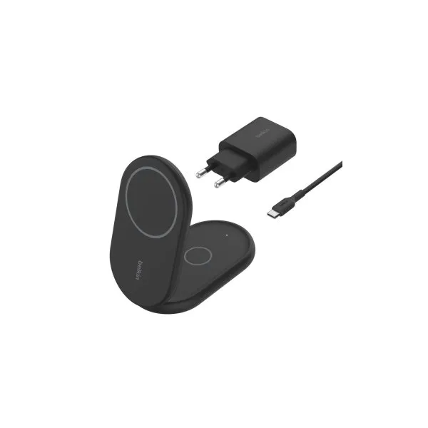 Base De Carga Inalambrica 2 En 1 Belkin Wiz028vfbk Magnetica Qi2 15w Plegable Negro